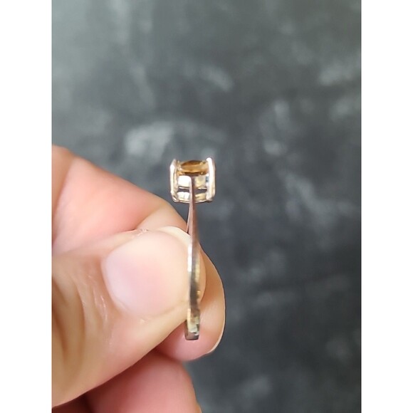 925 Sterling Silver Prong Set Yellow Glass Solitaire Ring, SIZE US 8 Vintage - Picture 3 of 10